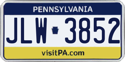 PA license plate JLW3852