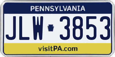 PA license plate JLW3853