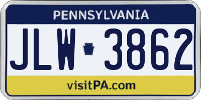 PA license plate JLW3862