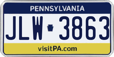 PA license plate JLW3863