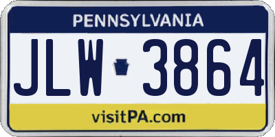 PA license plate JLW3864