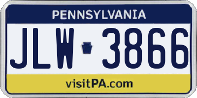 PA license plate JLW3866