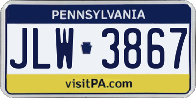 PA license plate JLW3867
