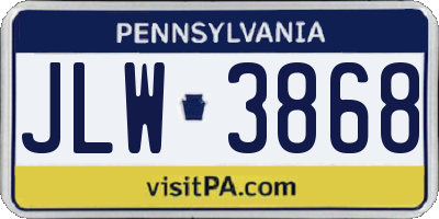 PA license plate JLW3868