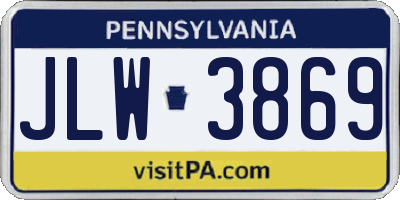 PA license plate JLW3869