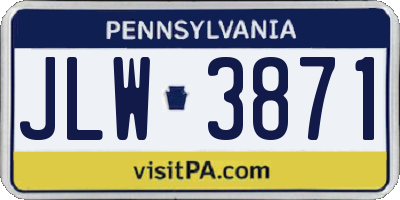 PA license plate JLW3871