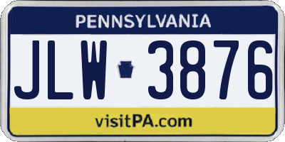 PA license plate JLW3876