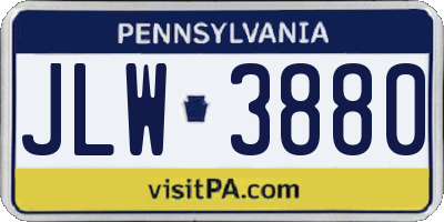 PA license plate JLW3880