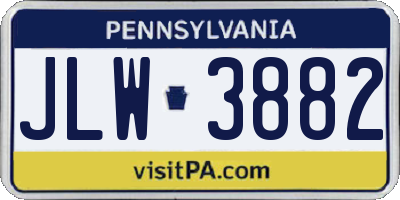 PA license plate JLW3882