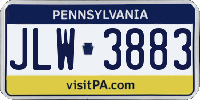 PA license plate JLW3883