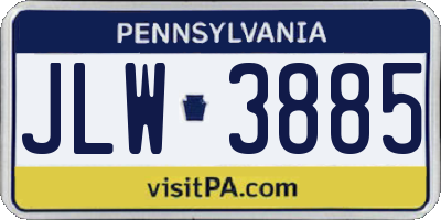 PA license plate JLW3885