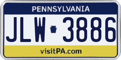 PA license plate JLW3886