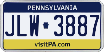 PA license plate JLW3887