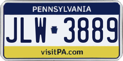 PA license plate JLW3889