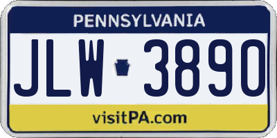 PA license plate JLW3890