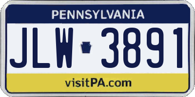 PA license plate JLW3891