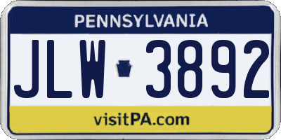 PA license plate JLW3892