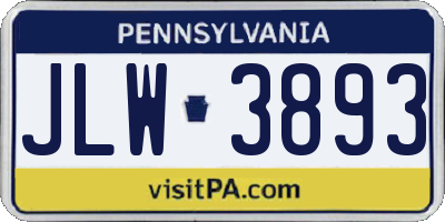 PA license plate JLW3893