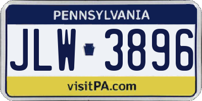 PA license plate JLW3896