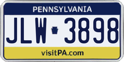 PA license plate JLW3898