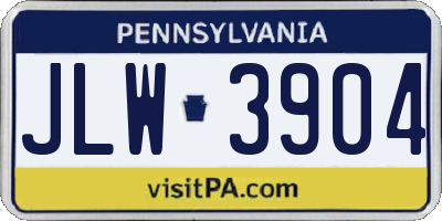 PA license plate JLW3904