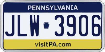 PA license plate JLW3906