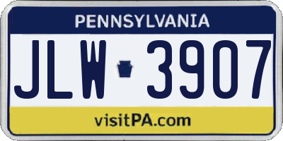 PA license plate JLW3907