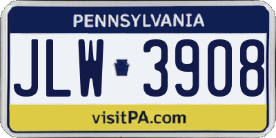PA license plate JLW3908