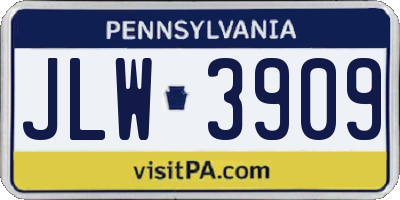 PA license plate JLW3909