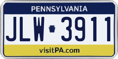 PA license plate JLW3911
