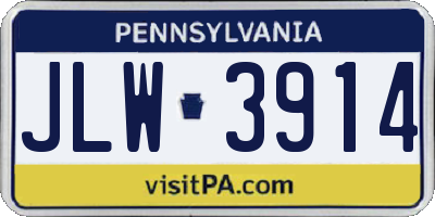 PA license plate JLW3914
