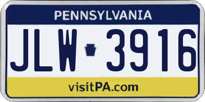 PA license plate JLW3916