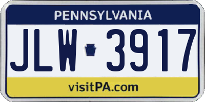 PA license plate JLW3917