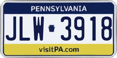 PA license plate JLW3918