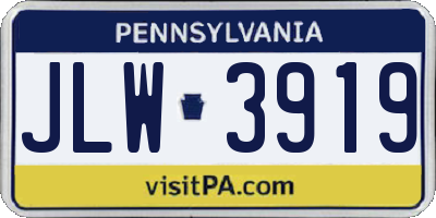 PA license plate JLW3919