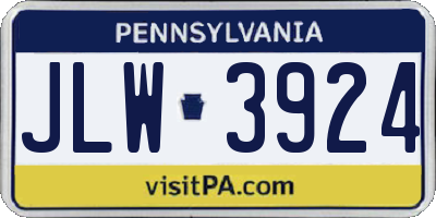 PA license plate JLW3924