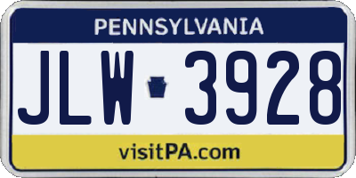 PA license plate JLW3928