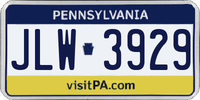 PA license plate JLW3929