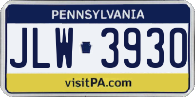 PA license plate JLW3930