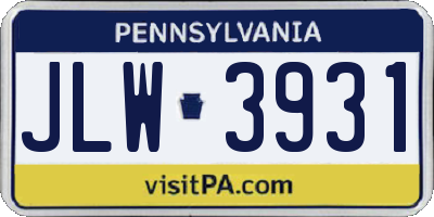 PA license plate JLW3931