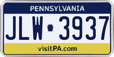 PA license plate JLW3937