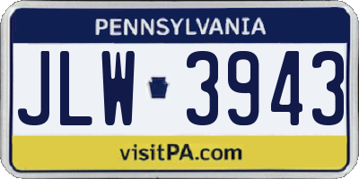PA license plate JLW3943