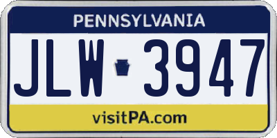 PA license plate JLW3947
