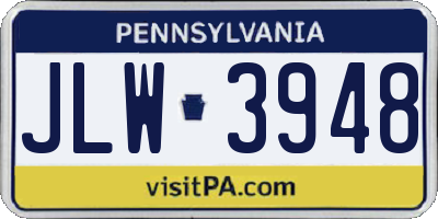 PA license plate JLW3948