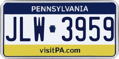 PA license plate JLW3959