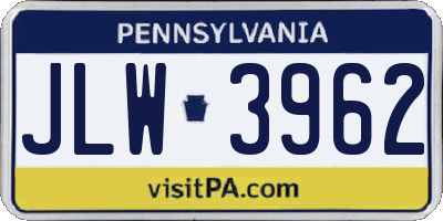 PA license plate JLW3962