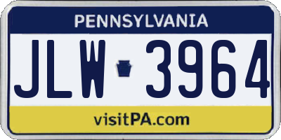 PA license plate JLW3964