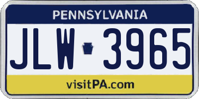 PA license plate JLW3965