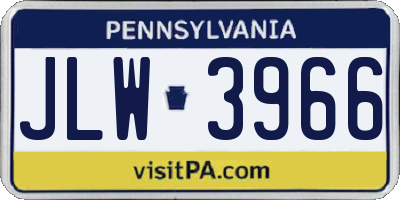 PA license plate JLW3966