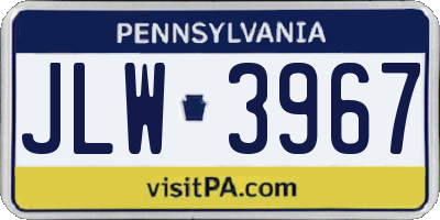 PA license plate JLW3967